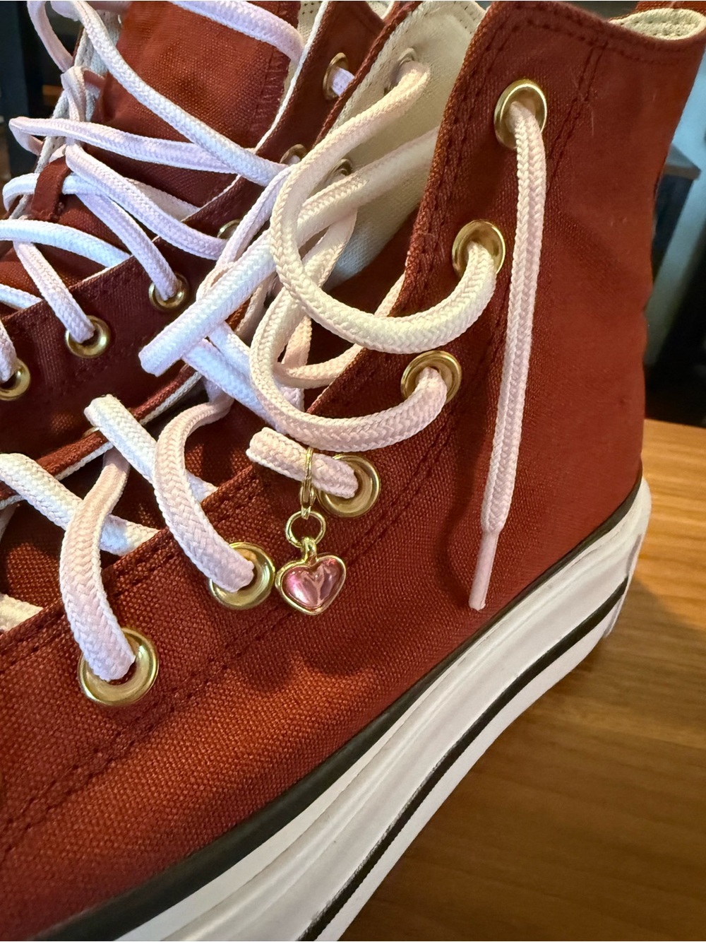 Converse Chuck Taylor platform Canvas High-Top Sneakers with Pink Laces & charms - Picture 5 of 11